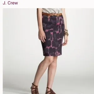 J. Crew Pink &amp; purple Linen Blend Abstract Pencil Skirt Size 6
