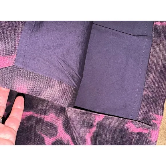 J. Crew Pink &amp; purple Linen Blend Abstract Pencil Skirt Size 6