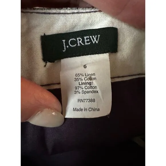 J. Crew Pink &amp; purple Linen Blend Abstract Pencil Skirt Size 6
