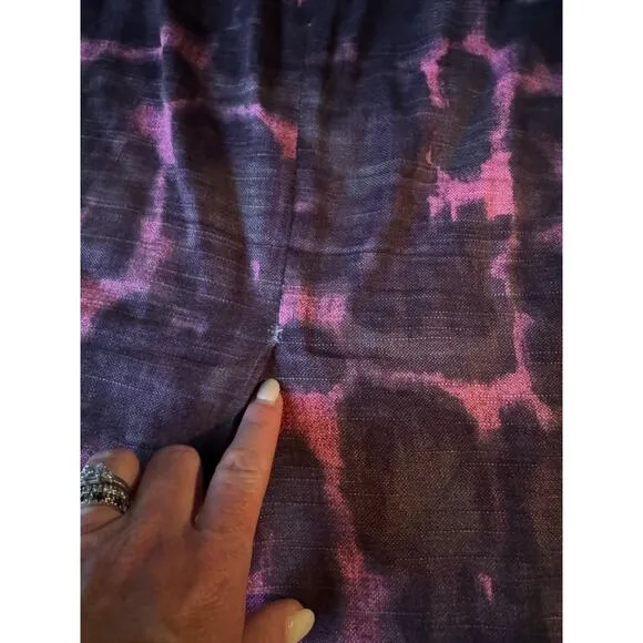 J. Crew Pink &amp; purple Linen Blend Abstract Pencil Skirt Size 6