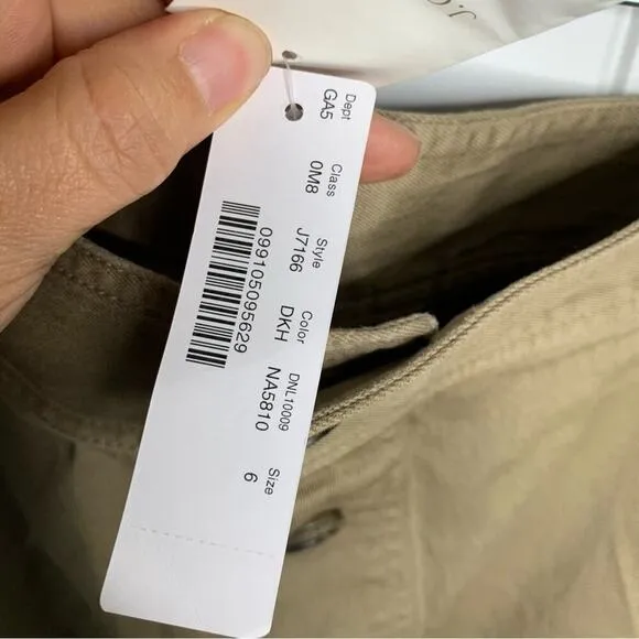 J Crew size buttons pencil skirt in stretch chino khaki size 6 minimalist bo 104