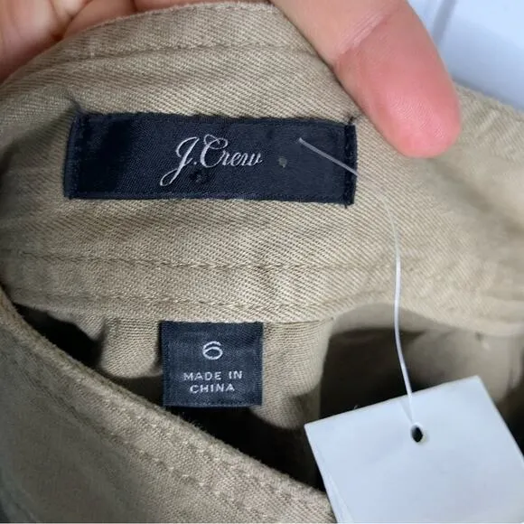 J Crew size buttons pencil skirt in stretch chino khaki size 6 minimalist bo 104