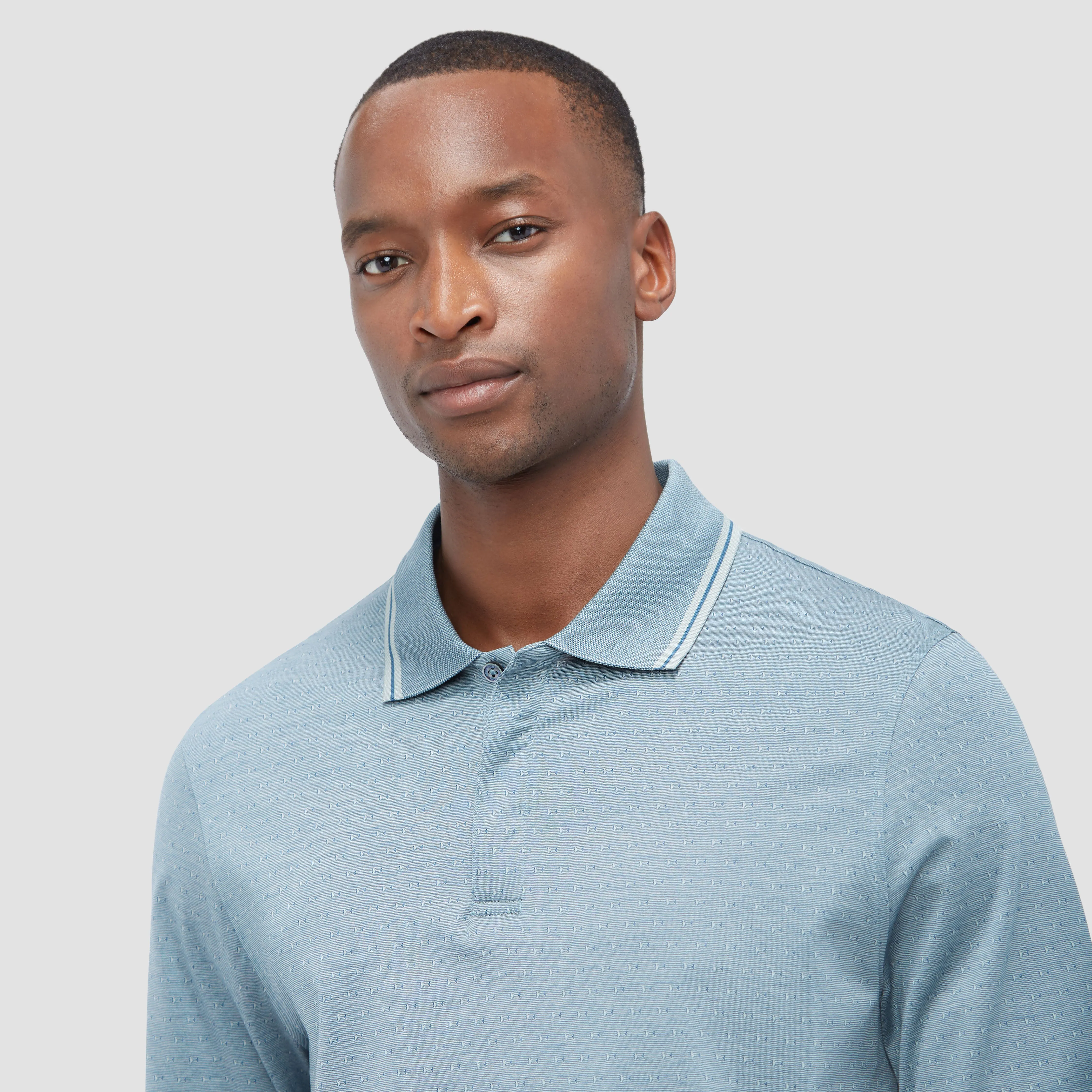 Jacquard Long Sleeve Polo
