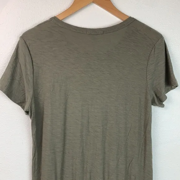 James Perse olive blouson T shirt mini dress shirred pencil skirt silhouette EUC