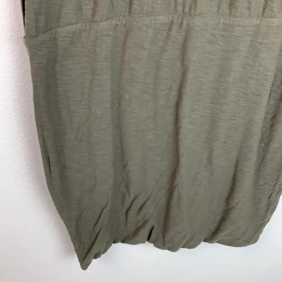 James Perse olive blouson T shirt mini dress shirred pencil skirt silhouette EUC