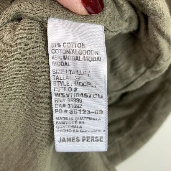 James Perse olive blouson T shirt mini dress shirred pencil skirt silhouette EUC