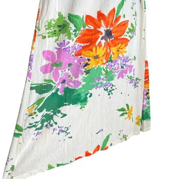 Jams World Maxi Dress Sleeveless 3 Button V-neck Floral Rayon Size Small