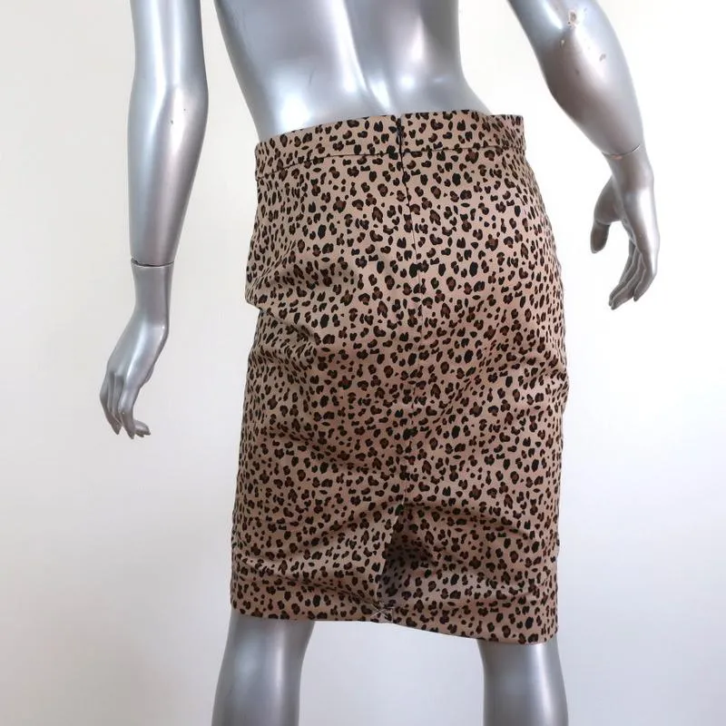 J.Crew No. 2 Pencil Skirt Leopard Print Stretch Cotton Size 2