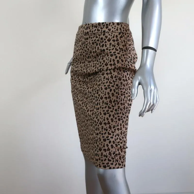J.Crew No. 2 Pencil Skirt Leopard Print Stretch Cotton Size 2