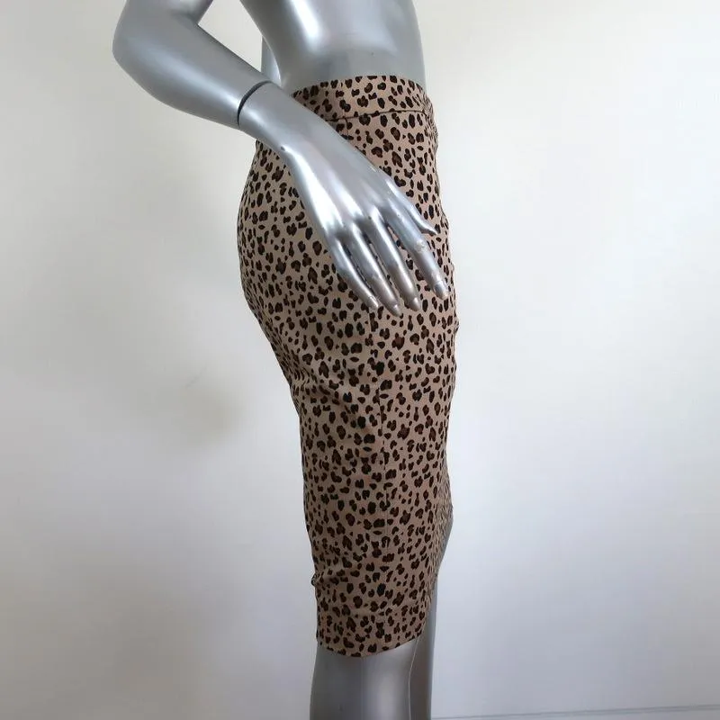 J.Crew No. 2 Pencil Skirt Leopard Print Stretch Cotton Size 2