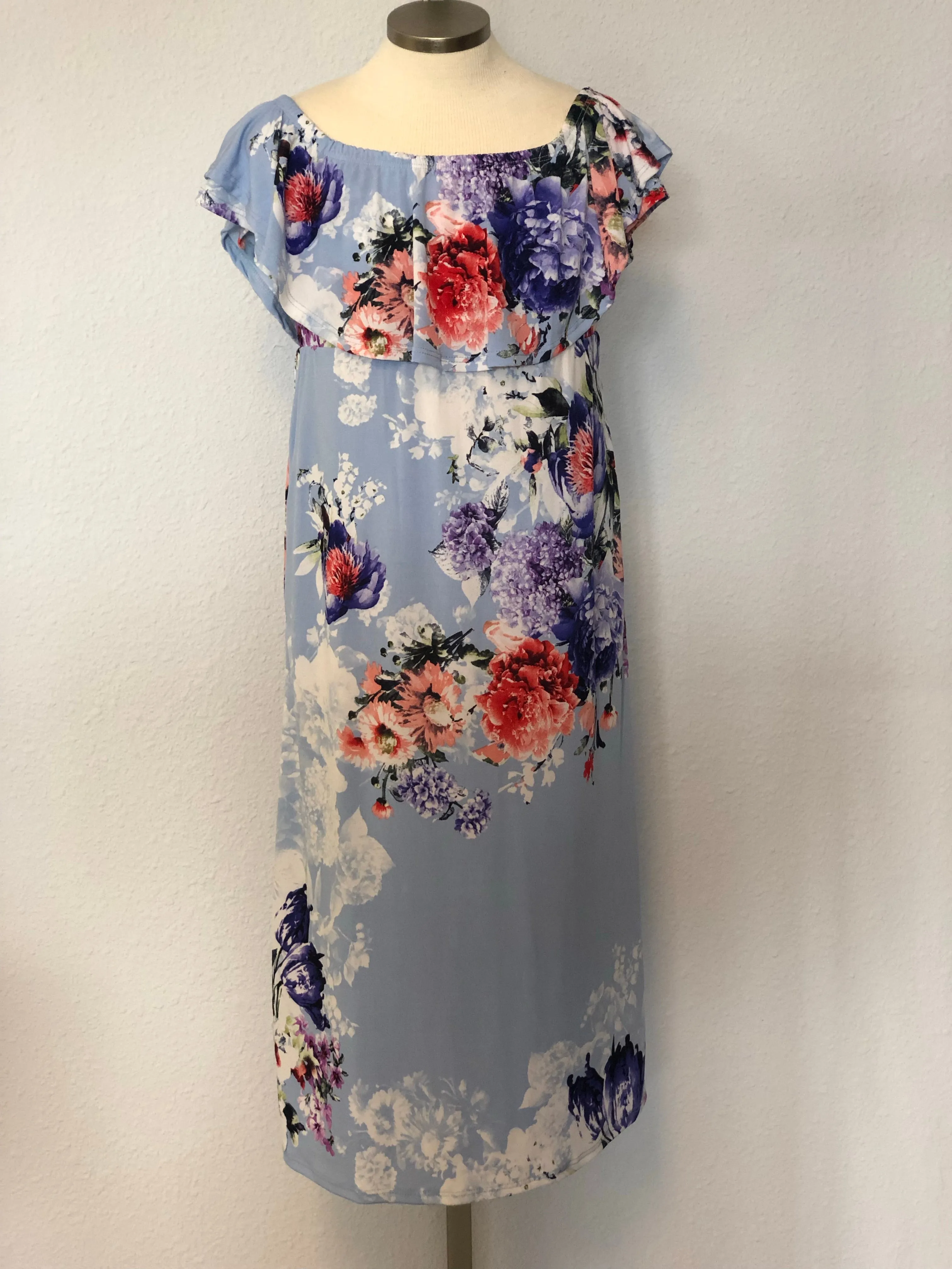 K FLORAL OFF SHOULDER MAXI DRESS