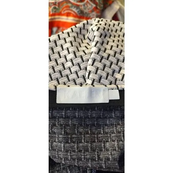 KAELEN Womens Pencil Skirt Beige Black Geometric Midi Stretch Textured Zip M