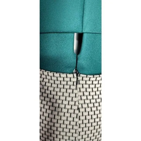 KAELEN Womens Pencil Skirt Beige Black Geometric Midi Stretch Textured Zip M
