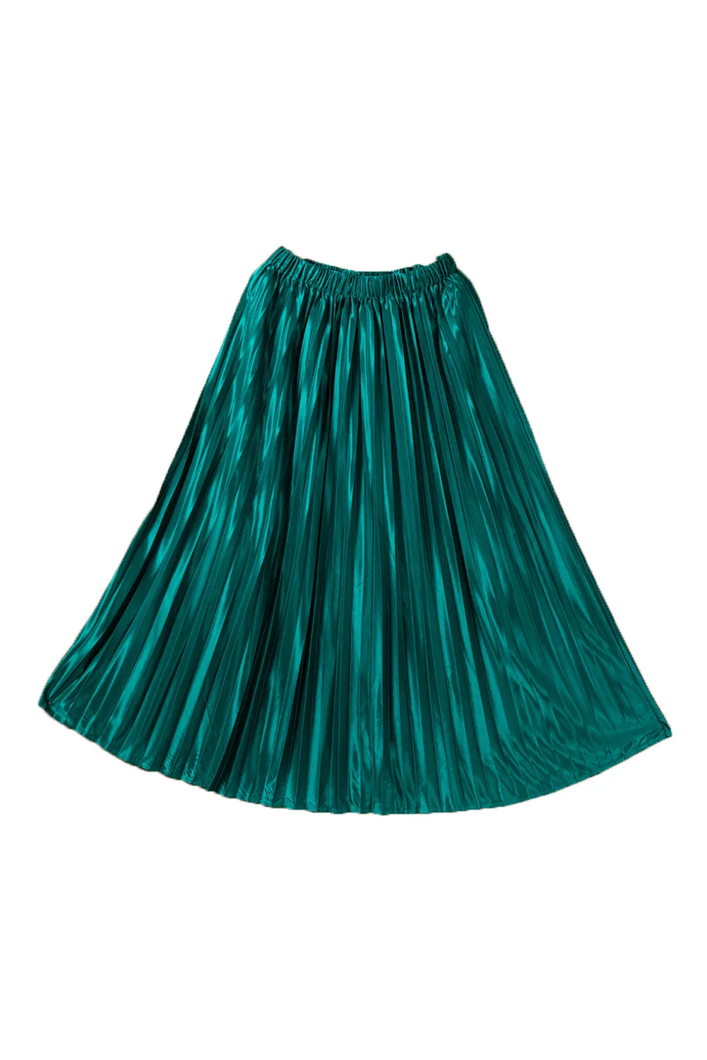 KaleaBoutique Satin Elastic Waist Pleated Maxi Skirt