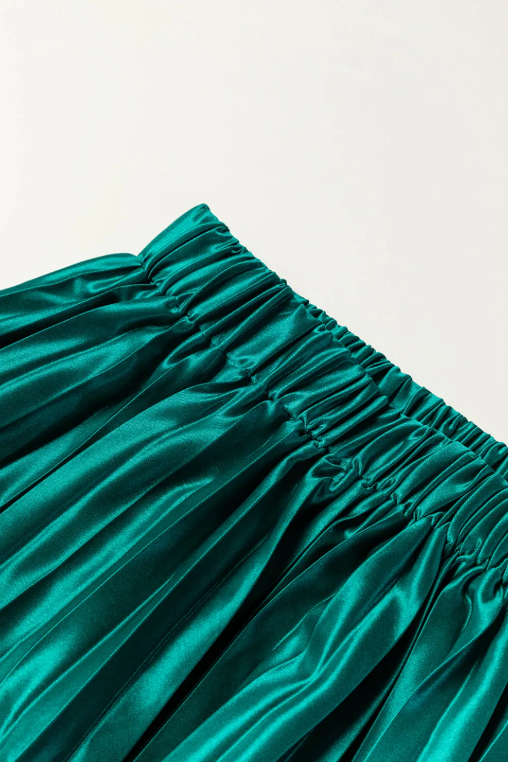 KaleaBoutique Satin Elastic Waist Pleated Maxi Skirt