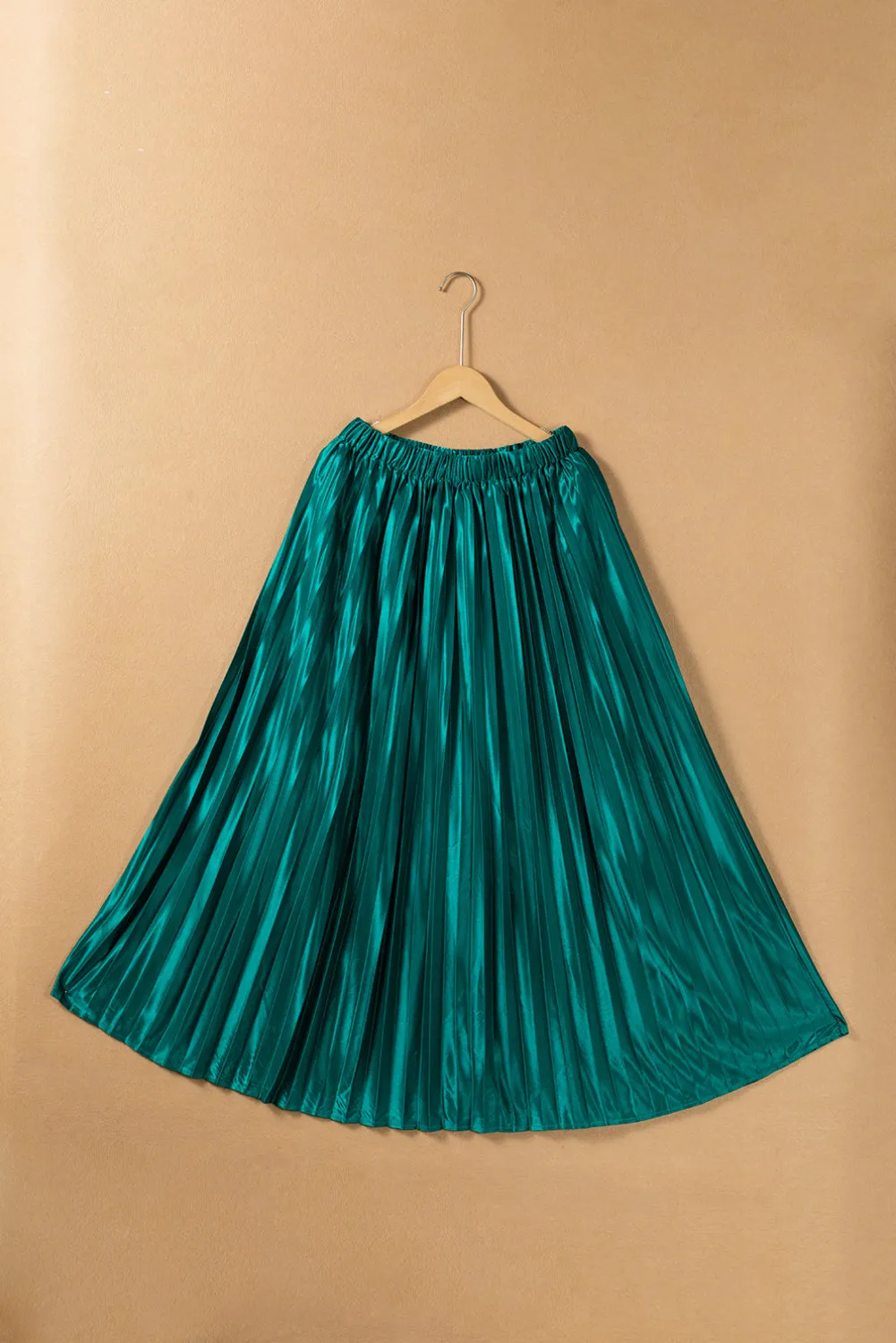 KaleaBoutique Satin Elastic Waist Pleated Maxi Skirt