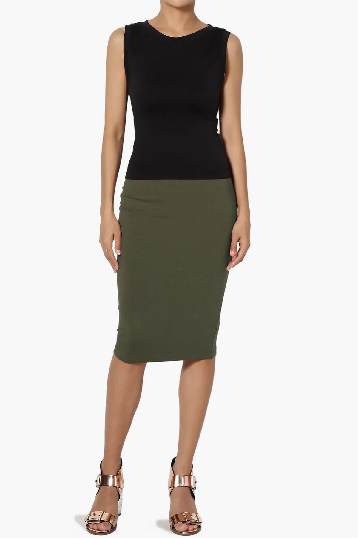 Karan Cotton Midi Pencil Skirt PLUS