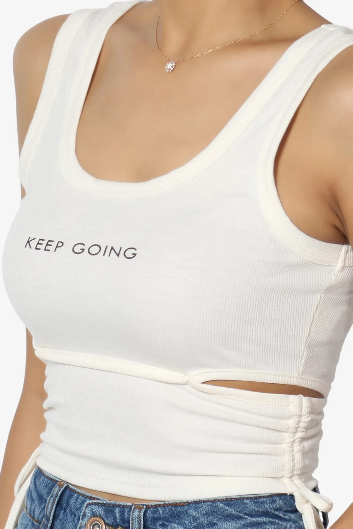 Keep Going Cutout Ruched Ribbed Tank Top