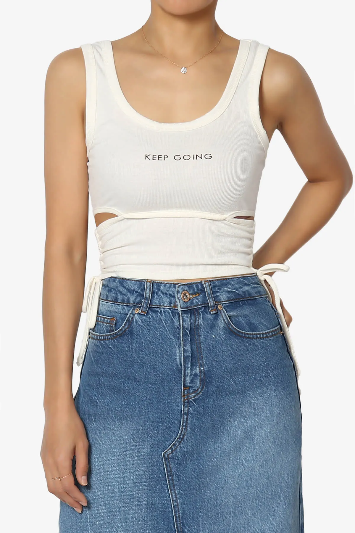 Keep Going Cutout Ruched Ribbed Tank Top