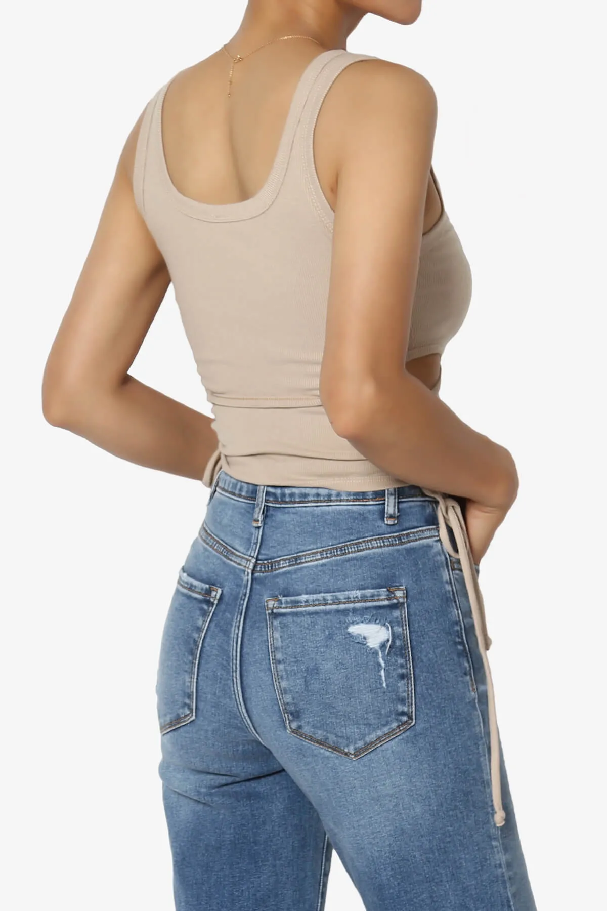 Keep Going Cutout Ruched Ribbed Tank Top