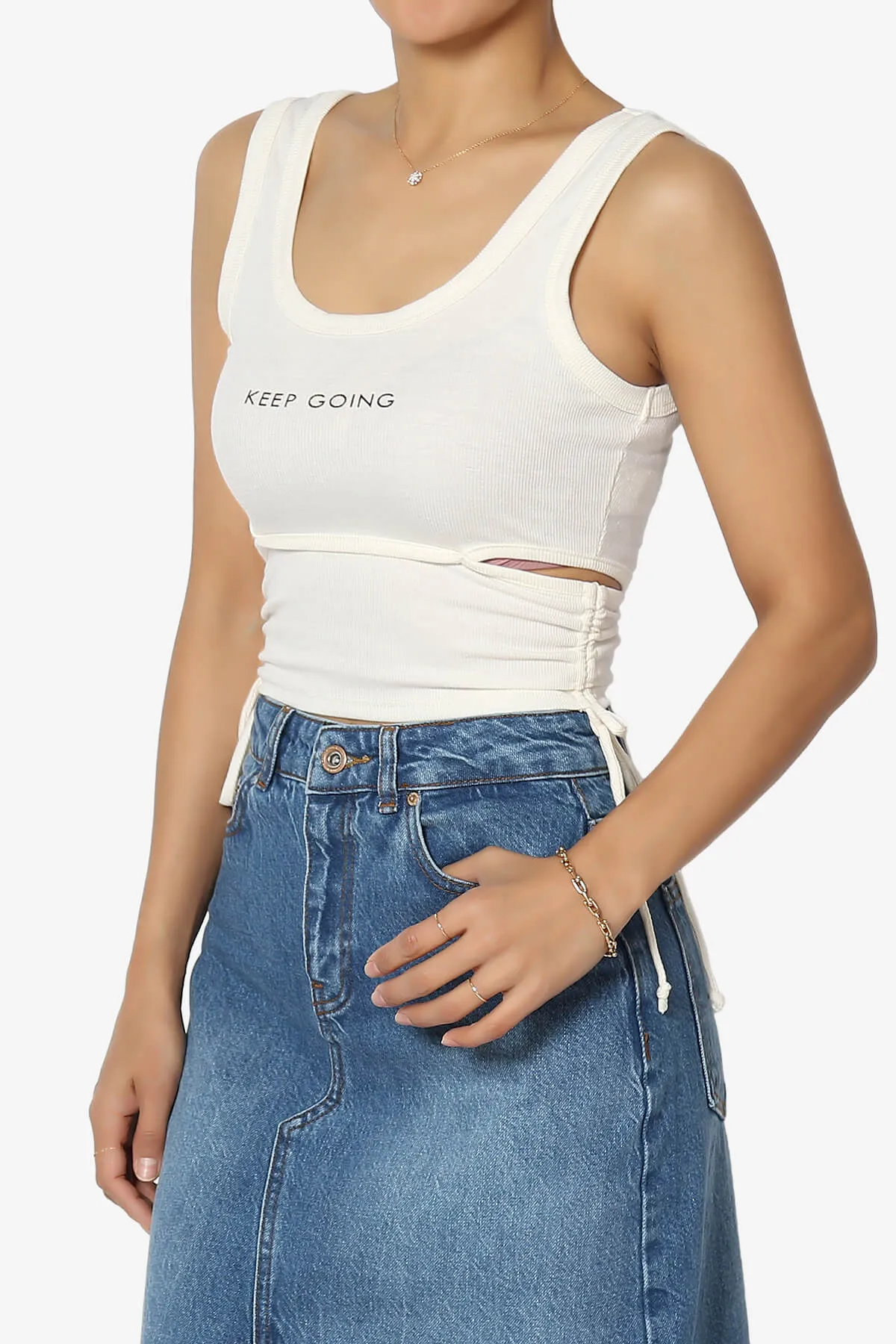 Keep Going Cutout Ruched Ribbed Tank Top