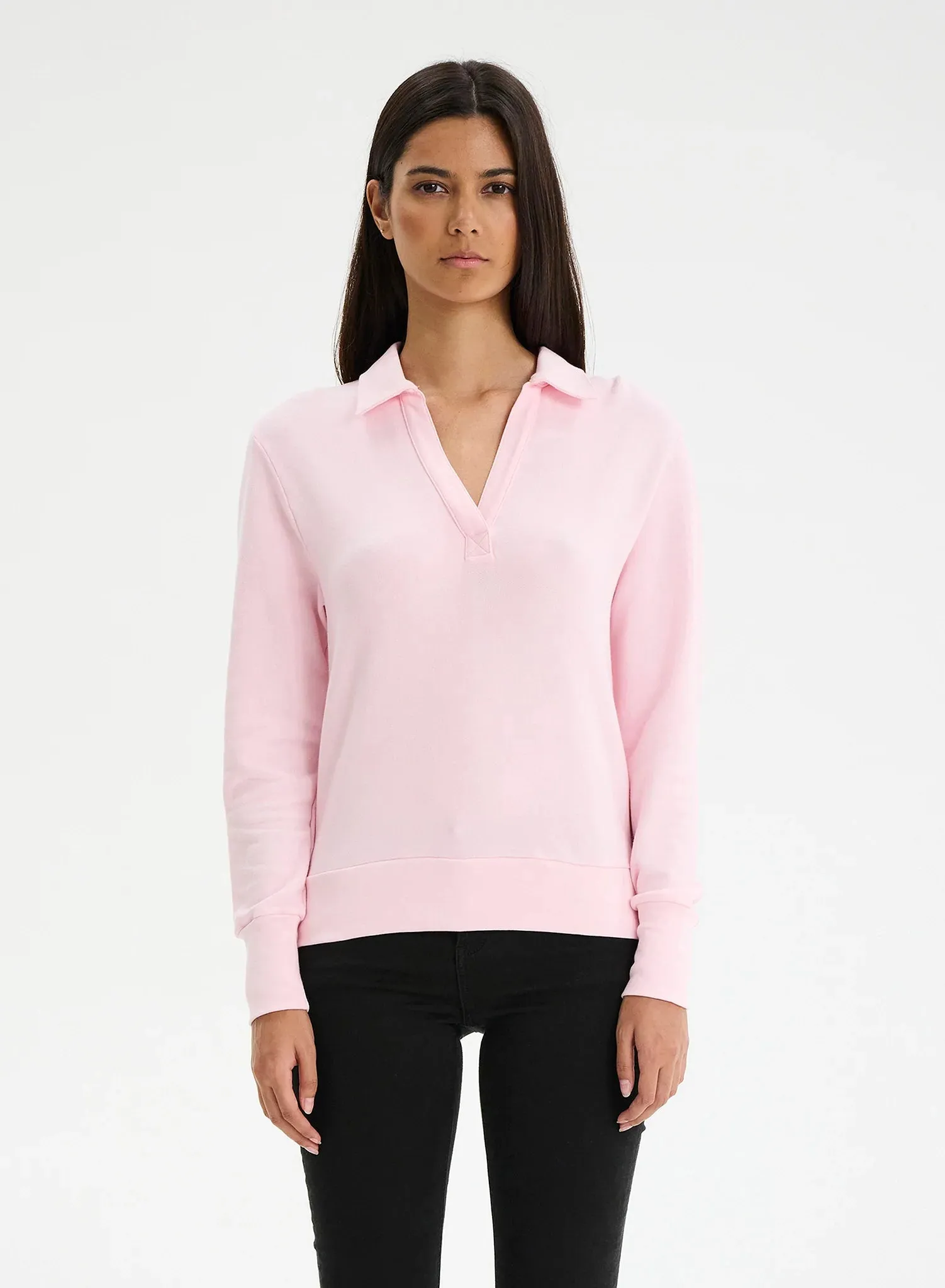 Kendall Polo Sweatshirt in Candy Pink