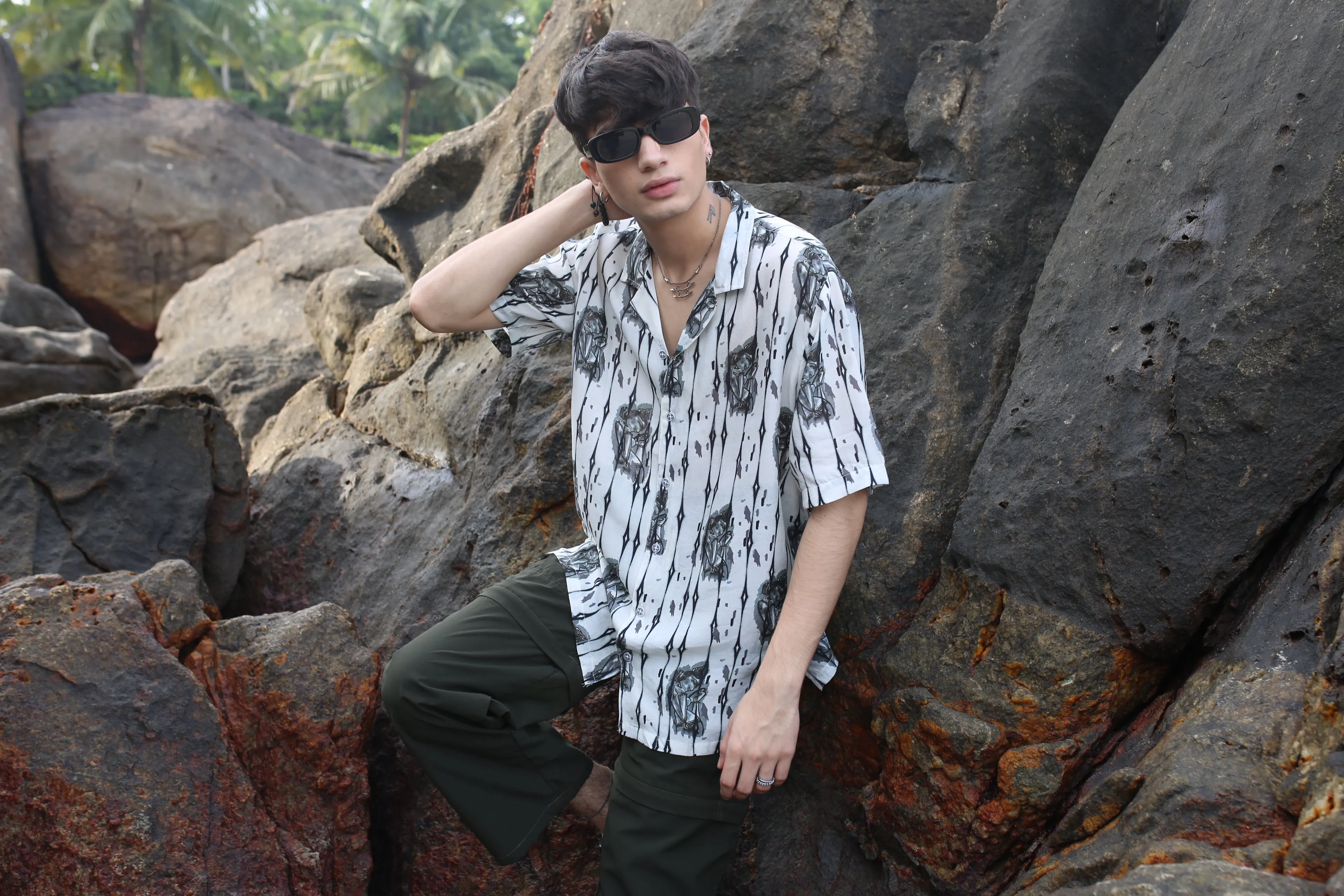 Khajuraho White Oversize Shirt For Men