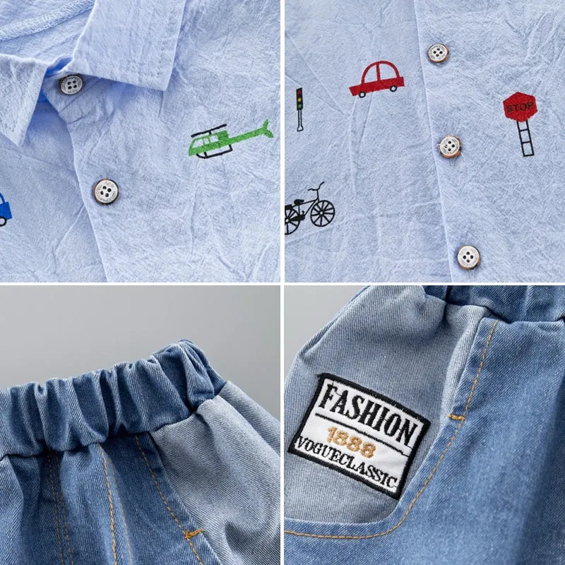 Kids Baby Boy Summer Clothing Set / Cute style Toddler Boy Shirt and Jeans Outfit