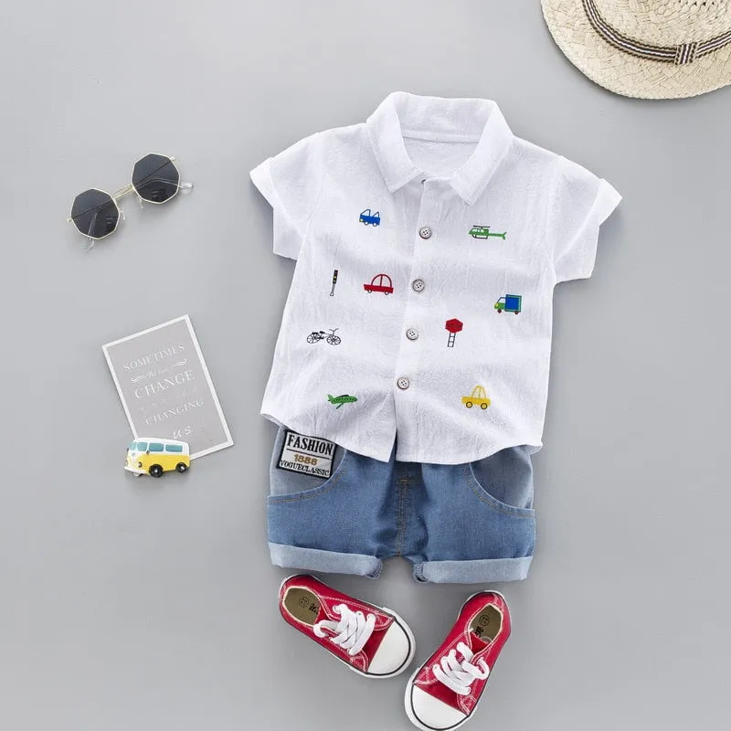 Kids Baby Boy Summer Clothing Set / Cute style Toddler Boy Shirt and Jeans Outfit