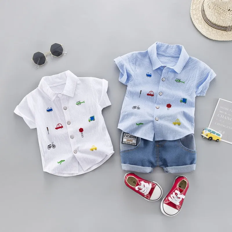 Kids Baby Boy Summer Clothing Set / Cute style Toddler Boy Shirt and Jeans Outfit