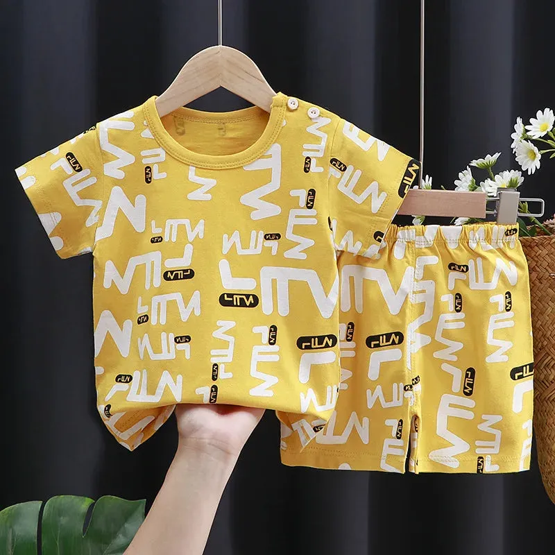 Kids Baby Clothes Set – Cotton T-Shirt & Shorts | Summer Cartoon Outfit (Unisex)