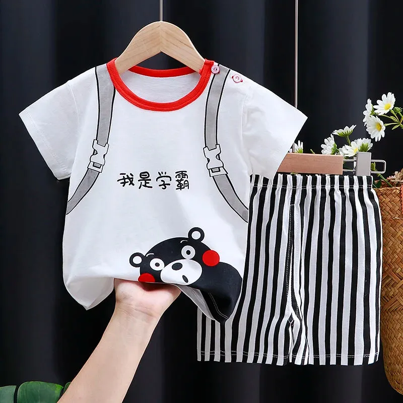 Kids Baby Clothes Set – Cotton T-Shirt & Shorts | Summer Cartoon Outfit (Unisex)