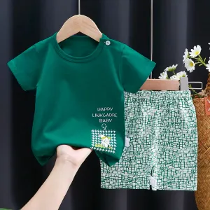 Kids Baby Clothes Set – Cotton T-Shirt & Shorts | Summer Cartoon Outfit (Unisex)