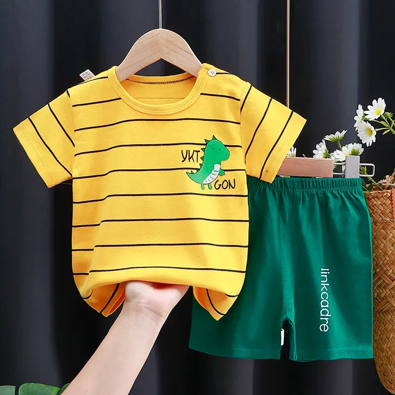 Kids Baby Clothes Set – Cotton T-Shirt & Shorts | Summer Cartoon Outfit (Unisex)