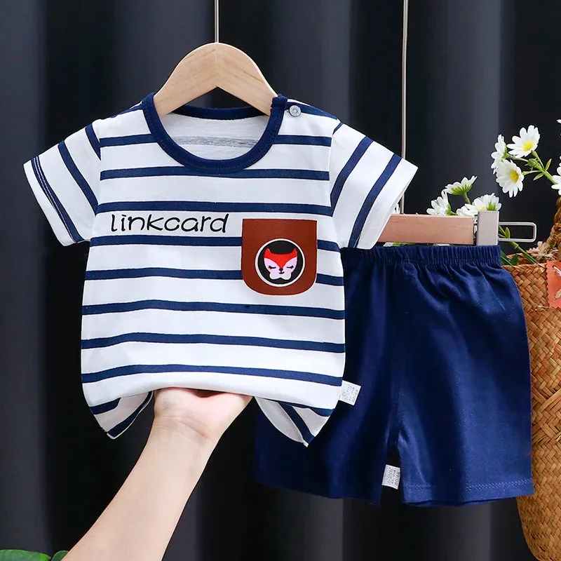 Kids Baby Clothes Set – Cotton T-Shirt & Shorts | Summer Cartoon Outfit (Unisex)