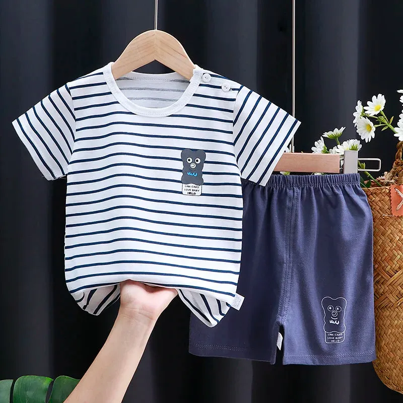 Kids Baby Clothes Set – Cotton T-Shirt & Shorts | Summer Cartoon Outfit (Unisex)