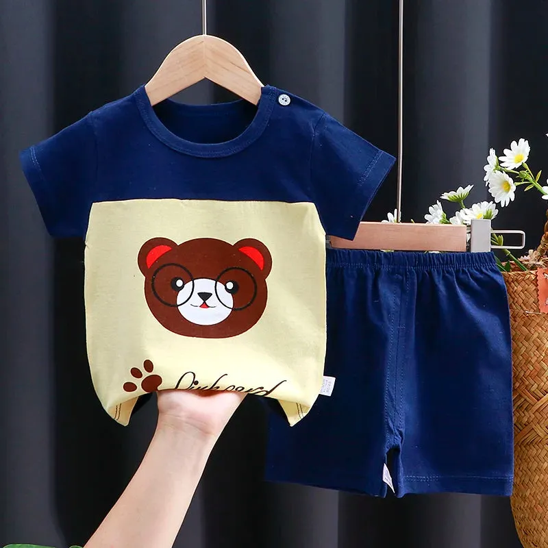 Kids Baby Clothes Set – Cotton T-Shirt & Shorts | Summer Cartoon Outfit (Unisex)