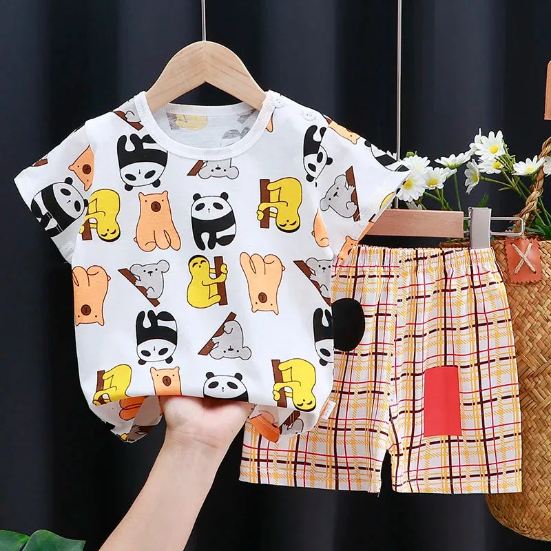 Kids Baby Clothes Set – Cotton T-Shirt & Shorts | Summer Cartoon Outfit (Unisex)