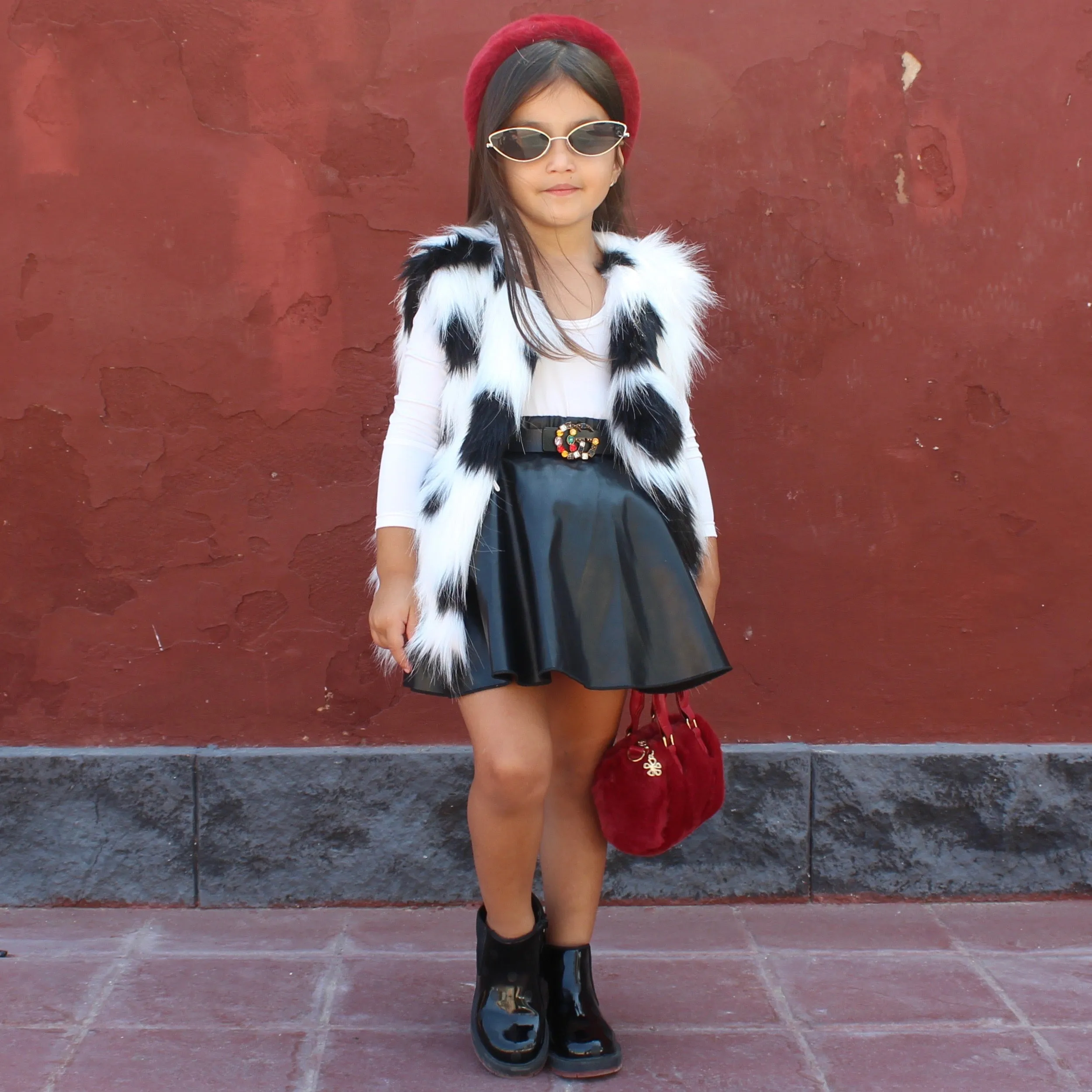 Kids Faux Fur Vest  - Cruella De Vil