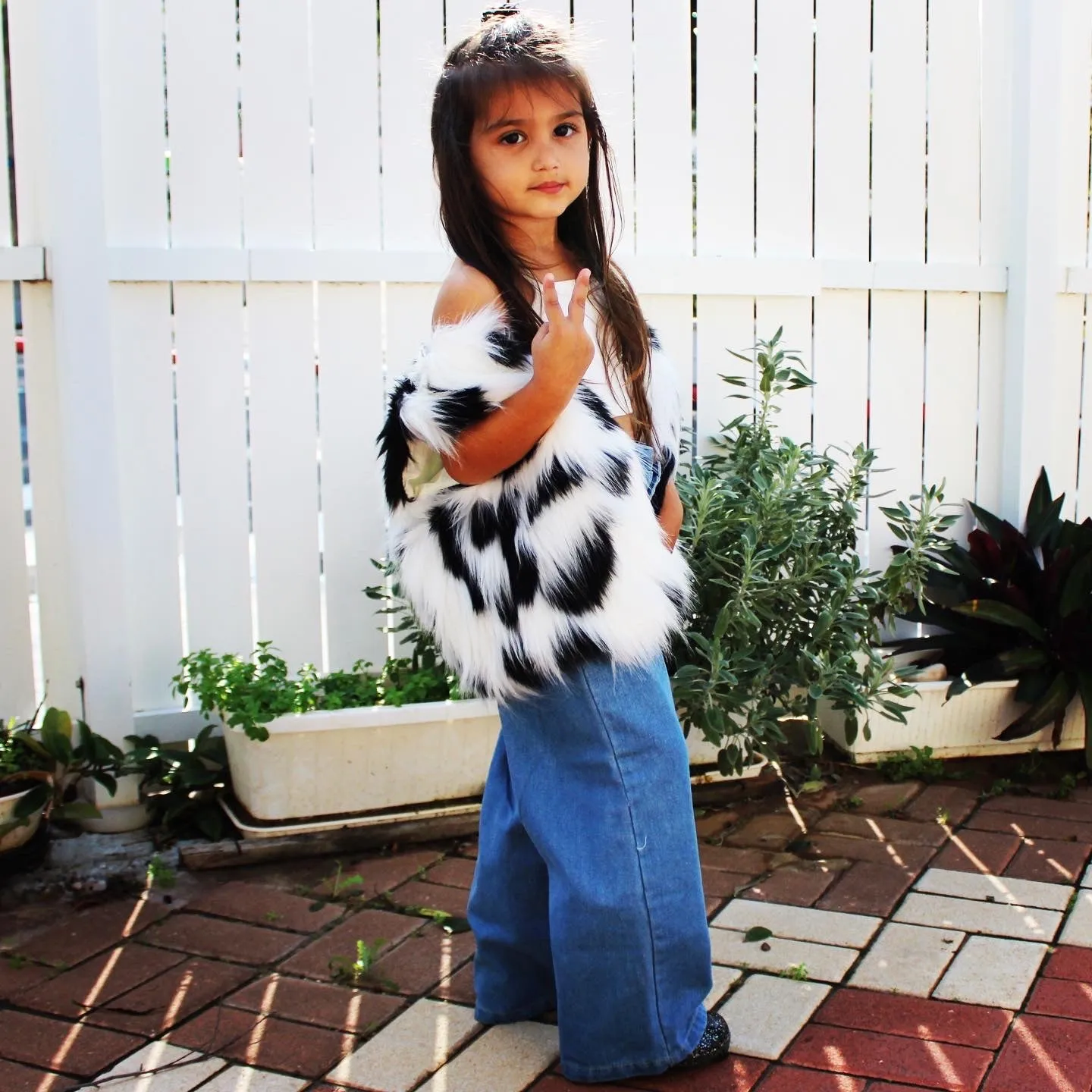 Kids Faux Fur Vest  - Cruella De Vil