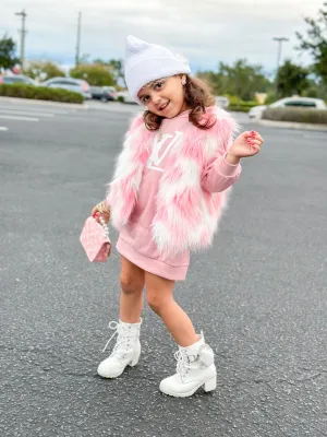 Kids Faux Fur Vest Pink