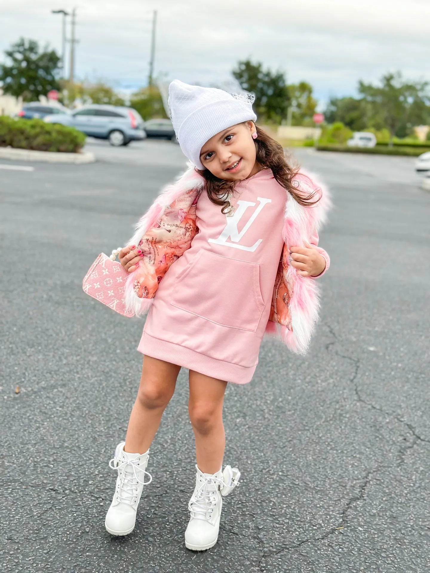 Kids Faux Fur Vest Pink