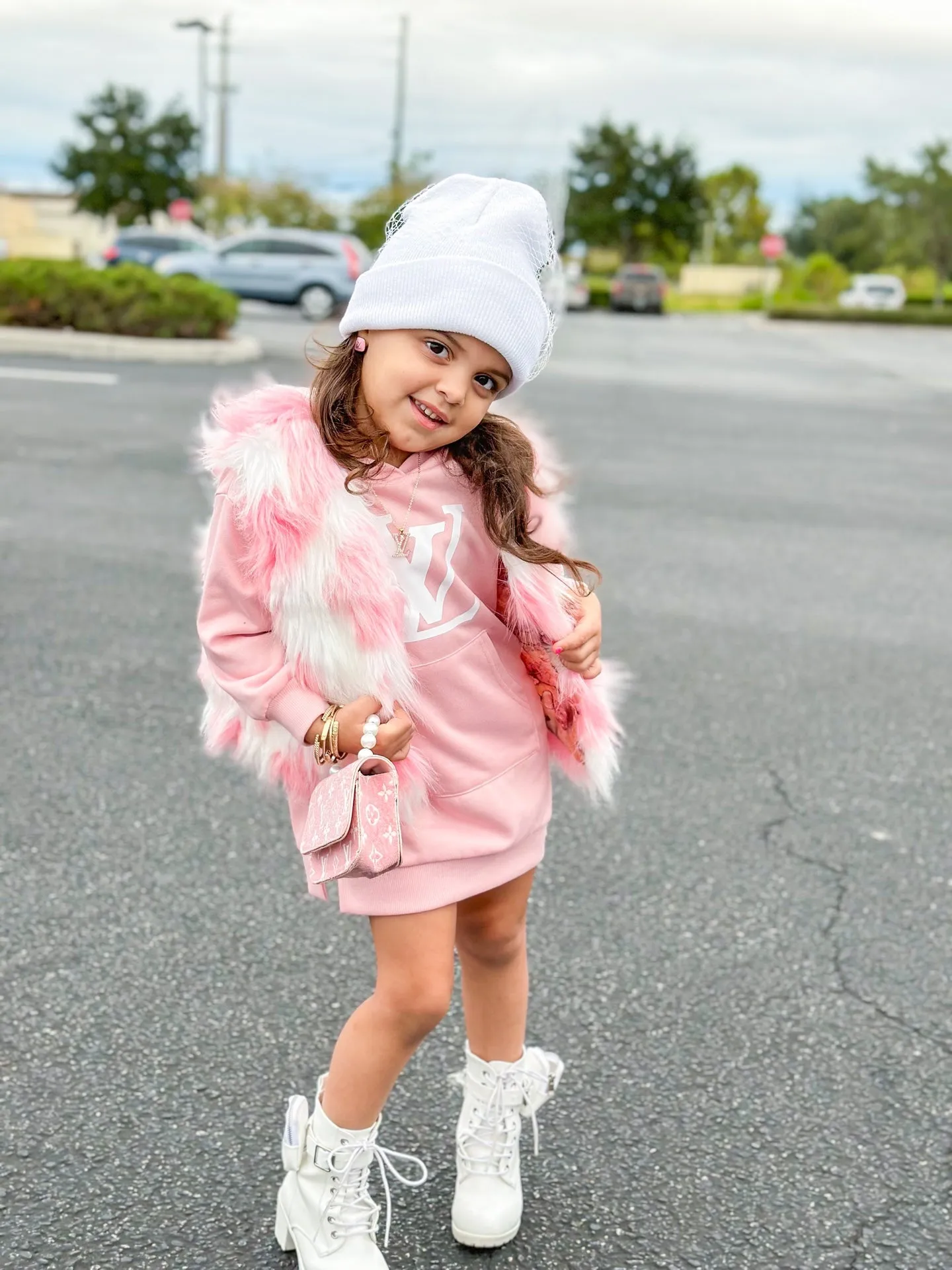 Kids Faux Fur Vest Pink