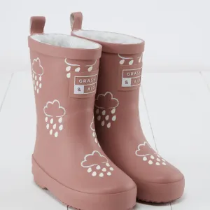 Kids Fleece Lined Wellies - Rose