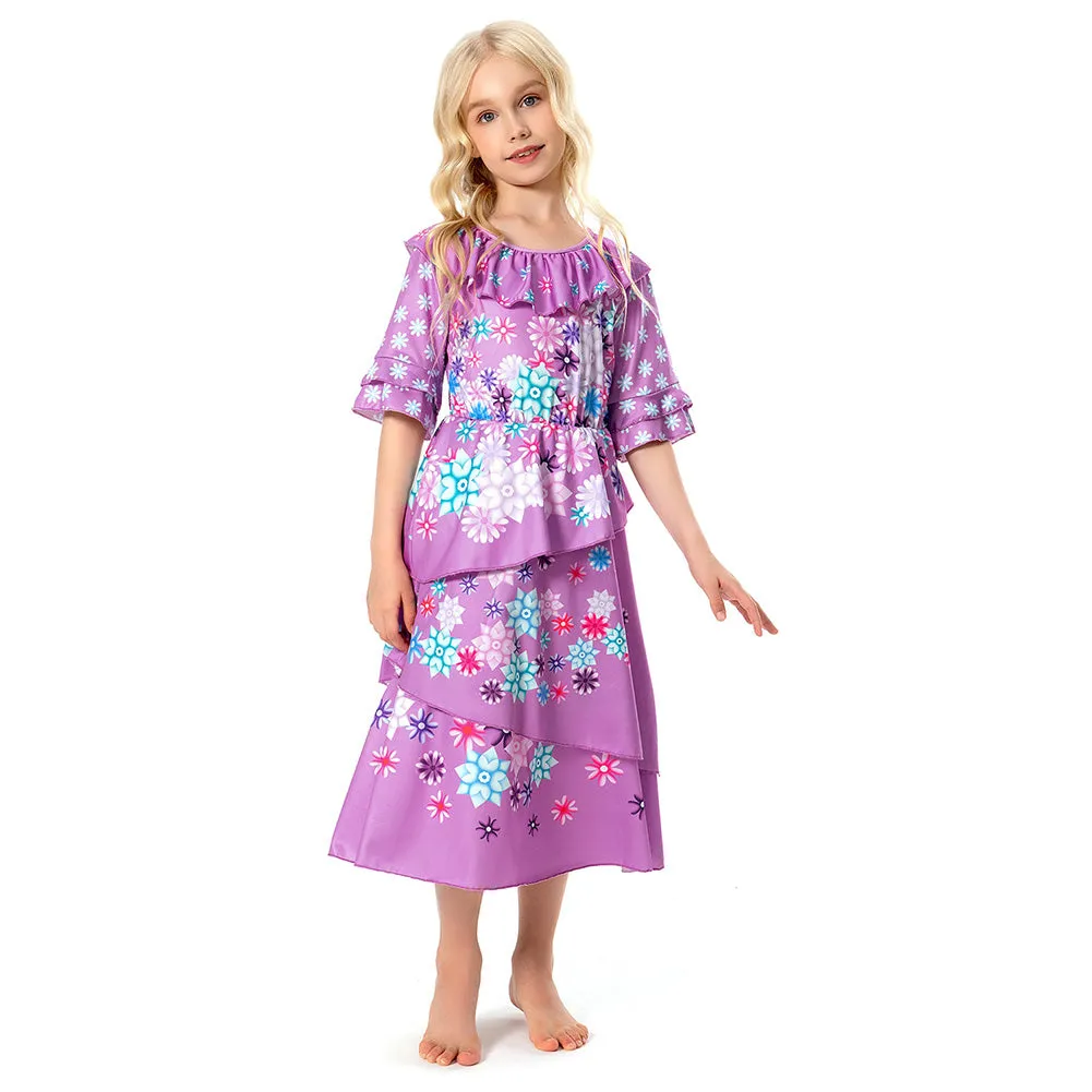 Kids Girls Encanto Cosplay Dress Costume Outfits Halloween Carnival Suit