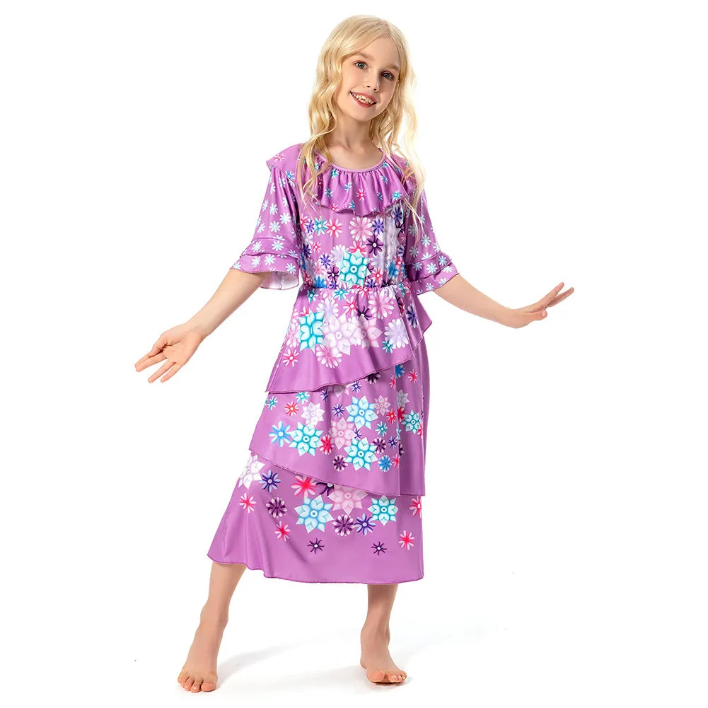 Kids Girls Encanto Cosplay Dress Costume Outfits Halloween Carnival Suit