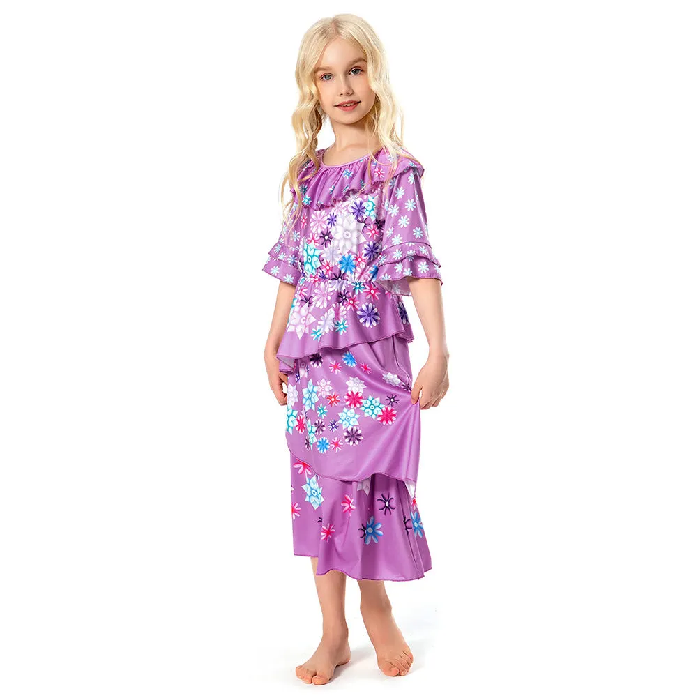 Kids Girls Encanto Cosplay Dress Costume Outfits Halloween Carnival Suit