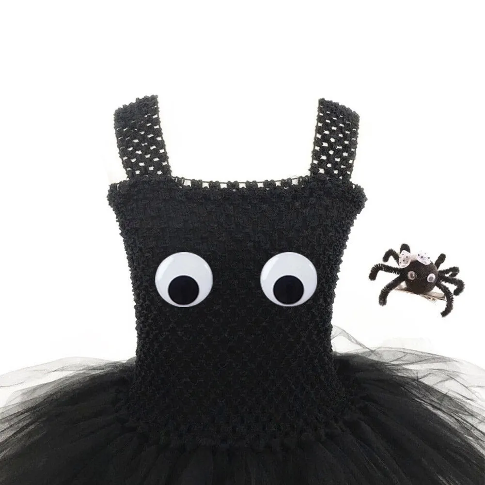 Kids Girls Hunny Spider Cosplay Costume Mesh Dress Halloween Carnival Suit