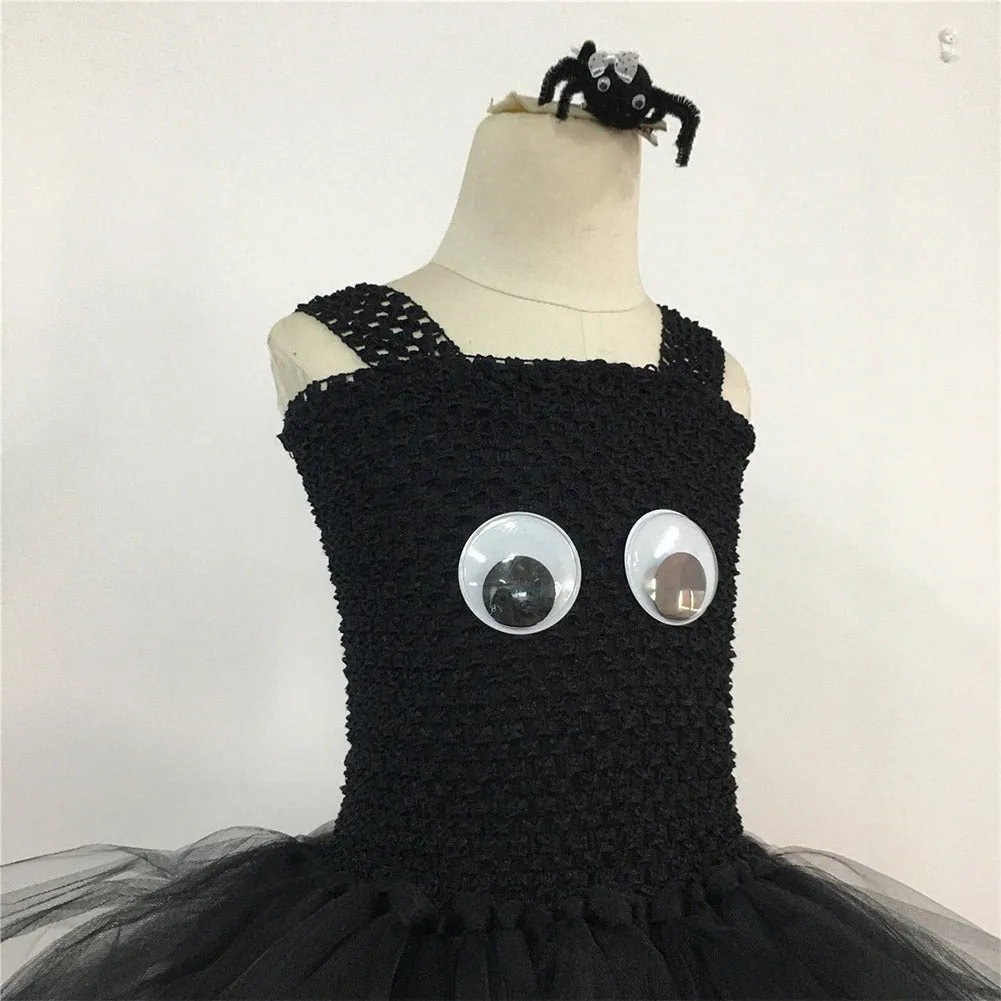 Kids Girls Hunny Spider Cosplay Costume Mesh Dress Halloween Carnival Suit