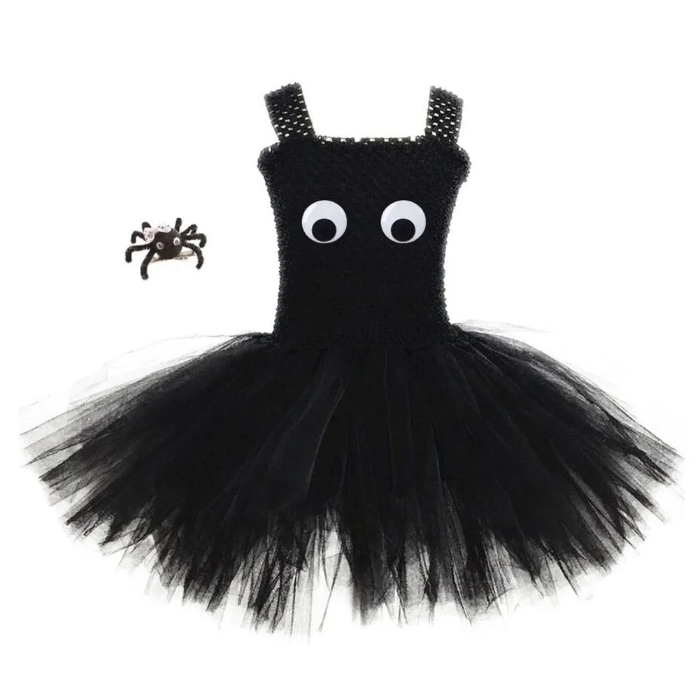 Kids Girls Hunny Spider Cosplay Costume Mesh Dress Halloween Carnival Suit